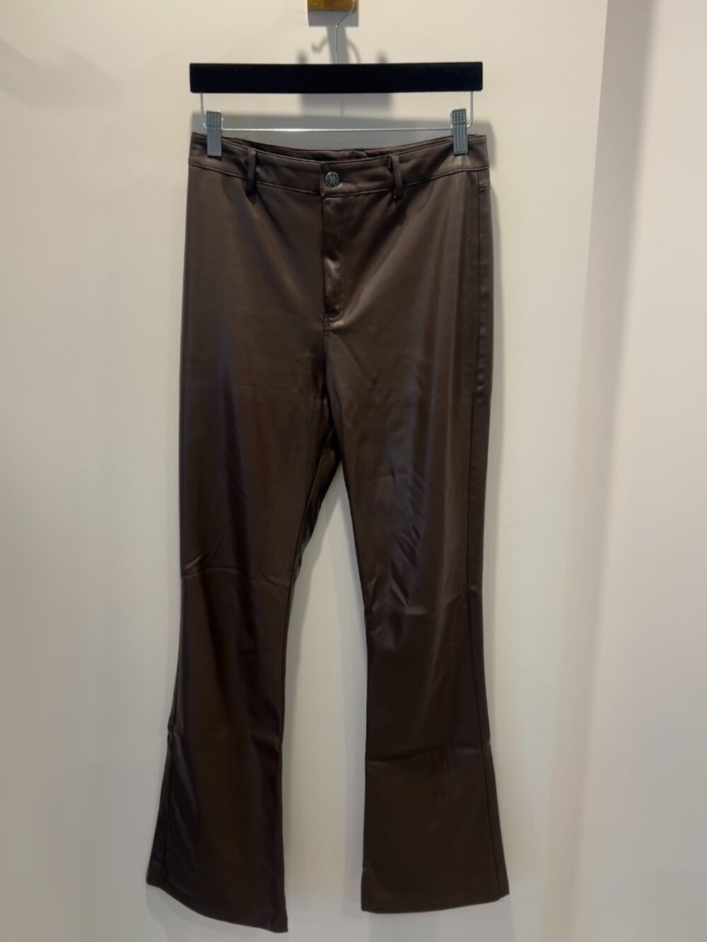 MOTEL ROCKS Faux Leather Zoven Trouser in PU Dark Chocolate - Size Small